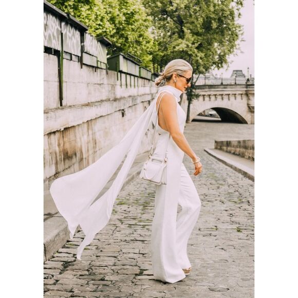 Misha Collection Alexa white high neck sleeveless wide leg jumpsuit NWOT - Picture 4 of 15